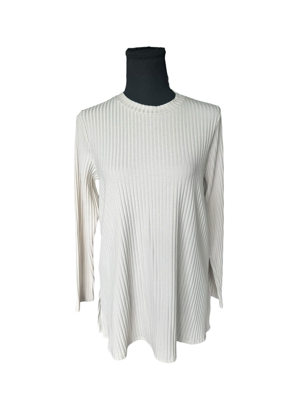 Eileen Fisher Ivory Ribbed Tunic Top Medium Minimalist Quiet Luxury Capsule